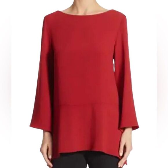 Elizabeth and James Red Ellis Long sleeve V-neck Top Small NWT - Picture 1 of 6